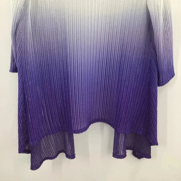 Women Chicos Travelers Waterfall Duster 1 Wrap Lagenlook Purple White Ombre Mesh - Picture 9 of 10